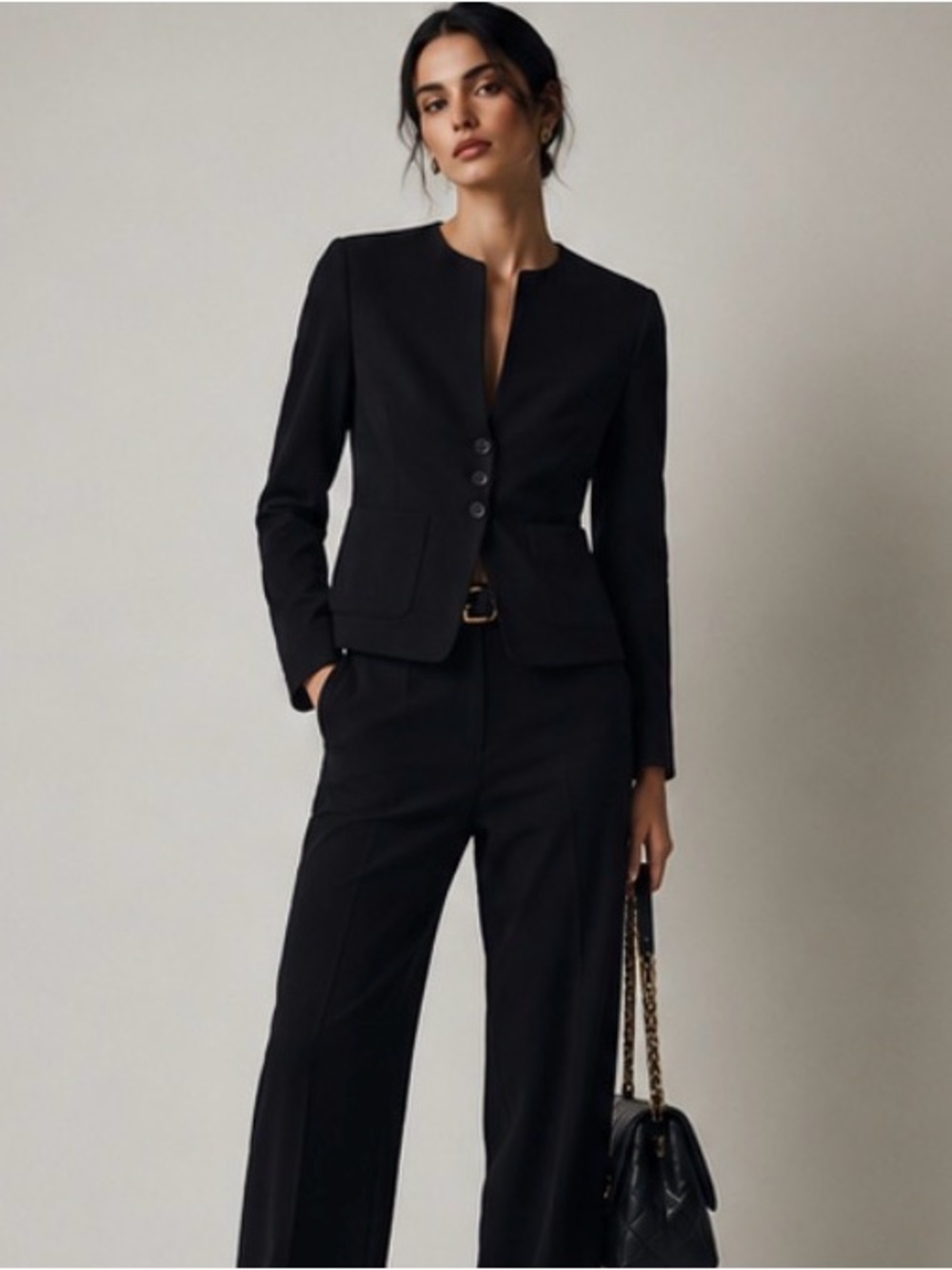 CHANEL Boutique 1998 Spring Black Cotton Silk Collarless Jacket FR 40